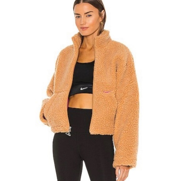 Nike Jackets & Blazers - NIKE Women’s Teddy Sherpa Jacket in Tan/Camel